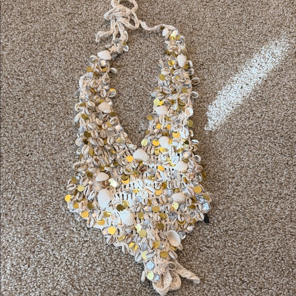 Brazilian Tops - Seashell and Gold-Toned top